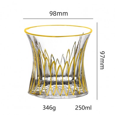 Wholesale Luxury Lead Free Crystal Creative Gold-Rimmed Drinking Glasses Whiskey Glass Gold Painted