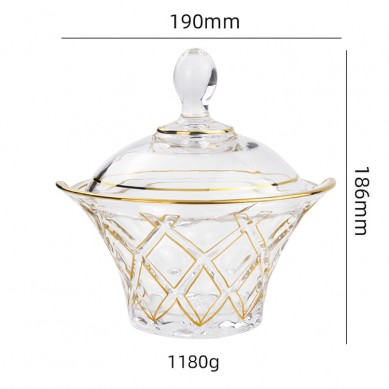 Wholesale Luxury Crystal Christmas Candy Bowl Sugar Storage Container Gold Rim Glass Sugar Bowl With Lid