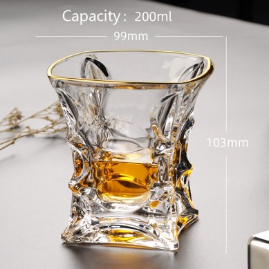 Luxury Lead Free Whiskey Wine Glass Gold Rim Custom Gold Trim Whiskey Tasting Glasses For Bar Party Home