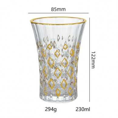 Elegant Gold Rimmed Drinking Wine Glasses Crystal Embossed Personalized Whiskey Wine Tasting Glasses Drinking Cup