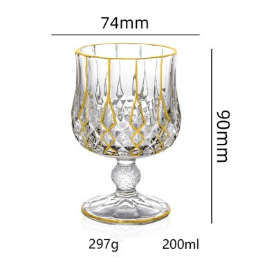 Custom Gold Rimmed Wholesale Wine Whiskey Glasses Water Glass With Stem And Gold Rim For Party Bar