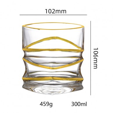Personality Creative Custom Handicrafts Real Gold Whiskey Crystal Drinking Glasses With Gold Rim