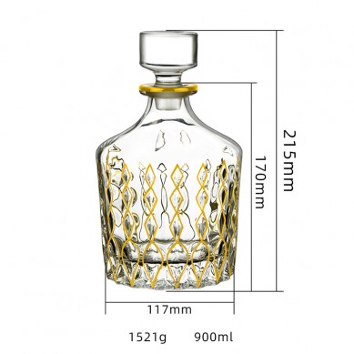 Wholesale Round Whiskey Decanter Luxury Empty Gold Rim Wine Glass Bottle Tequila Liquor Glass Bottle For Whiskey