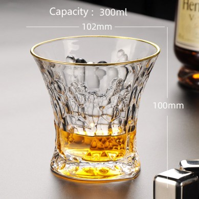 Luxury Lead Free Whiskey Wine Glass Gold Rim Custom Gold Trim Whiskey Tasting Glasses For Bar Party Home