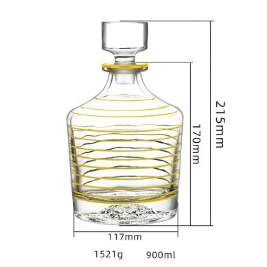 Wholesale Round Whiskey Decanter Luxury Empty Gold Rim Wine Glass Bottle Tequila Liquor Glass Bottle For Whiskey