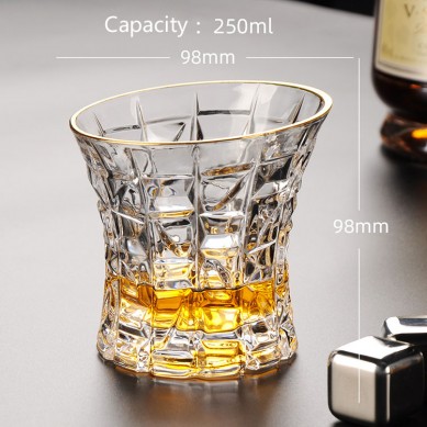 Luxury Lead Free Whiskey Wine Glass Gold Rim Custom Gold Trim Whiskey Tasting Glasses For Bar Party Home