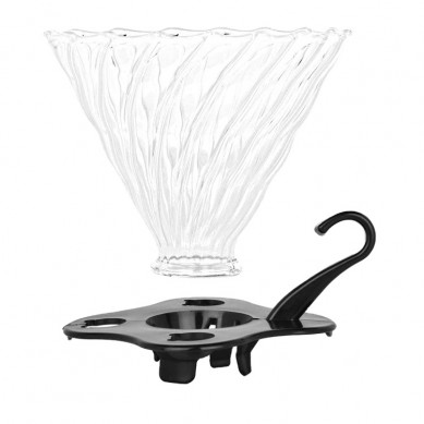 Glass Pour over Coffee Funnel Dripper Clever Coffee Cone Brewer Filter with Removable Base Clear