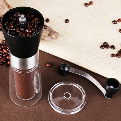 glass coffee mills hand portable manual coffee grinder mill