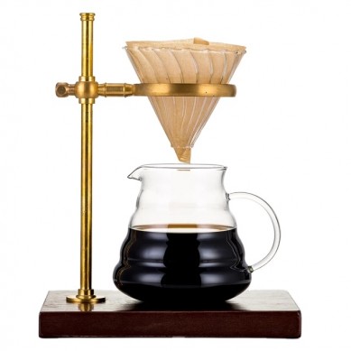 wholesale glass non slip coffee filter dispenser with  filter glass coffee brewer stand set