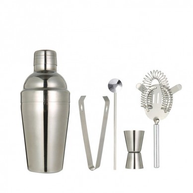 Factory Direct 750ml coated stainless steel bar tools boston bartender cocktail shaker bar tools set with ໄມ້ໄຜ່ໄມ້ຢືນ