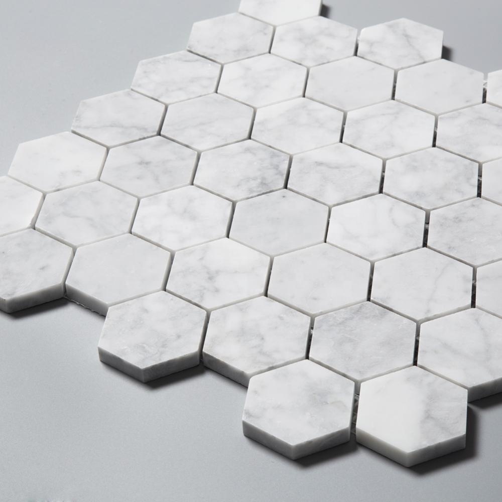 China Italian Bianco Carrara Marble Mosaic Stone Carrara Marble Hexagon