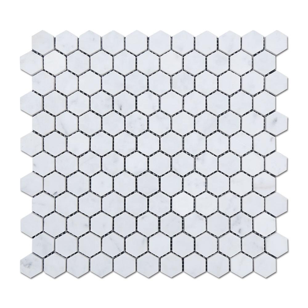 High PerformanceWhiskey Bar Set - Italian Bianco Carrara Marble Mosaic Stone Carrara Marble Hexagon Tile – Shunstone