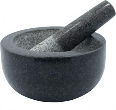 SHUNSTONE Black Granite Mortar Pestle Natural Stone Grinder for Spices