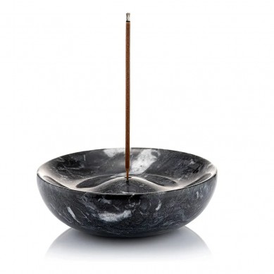 Black Marble Round Stone incense Burner Modern Stick Holder Table Decoration