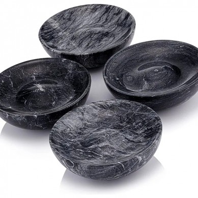 Black Marble Round Stone incense Burner Modern Stick Holder Table Decoration