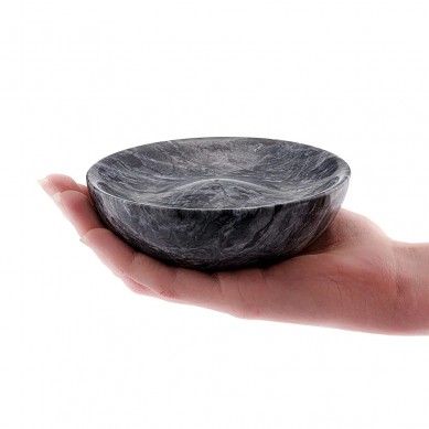 Black Marble Round Stone incense Burner Modern Stick Holder Table Decoration