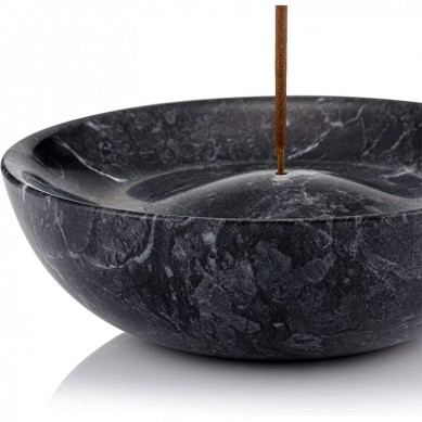 Black Marble Round Stone incense Burner Modern Stick Holder Table Decoration