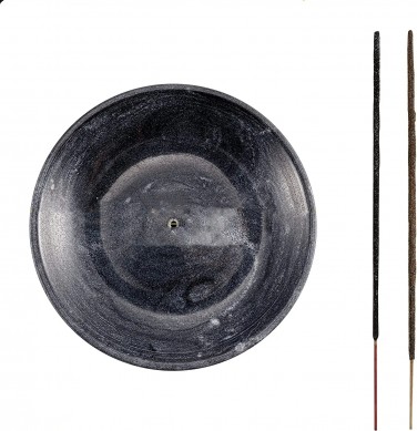 Black Marble Round Stone incense Burner Modern Stick Holder Table Decoration