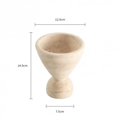 Natural Beige Travertine Marble Stone Wood Mubkhar Marble Incense Burner Stone Holder