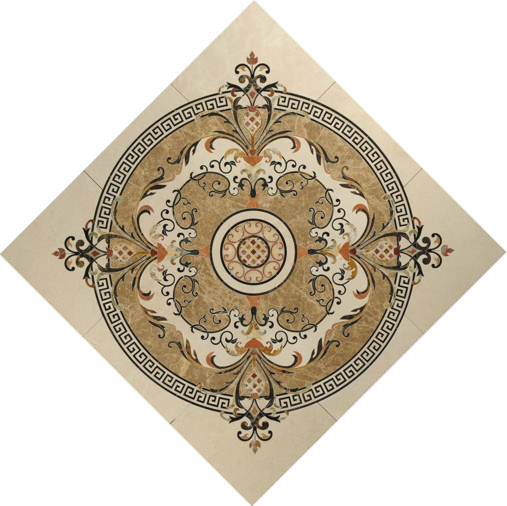 New Fashion Design for White Mosaic Marble - hotel backdrop marble mosaic medallion design Flowery Marble Mosaic Stone Floor Rug Art  – Shunstone