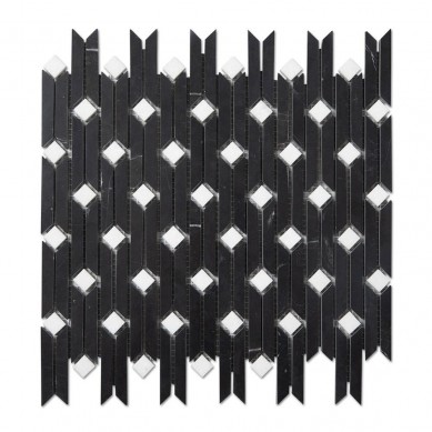 Good Quality Gift In Wood Box -
 Marquina Bamboo Mosaic Natural Stone Marble Black Mosaic Tile  – Shunstone