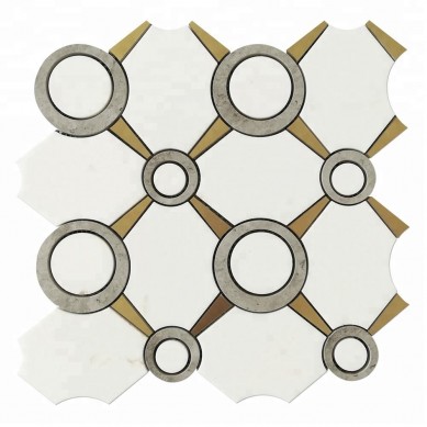 OEM Supply Whisky Gifts -
 New Arrival White Thassos Marble and Brass Tile Waterjet Mosaic  – Shunstone