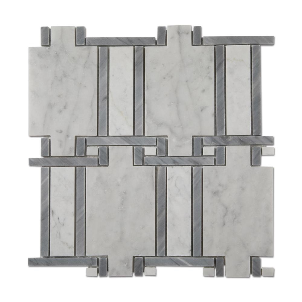 High Quality Whiskey Rocks Round - Soulscrafts Carrara White Mixed Grey Marble Natural Mosaic Stone Tile  – Shunstone