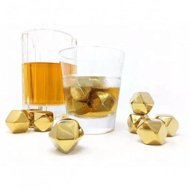 2019 Amazon Top Seller Reusable Stainless Steel Ice Cubes Whiskey Stones Set Hot Seller Stainless Steel Ice Octagonal Shape
