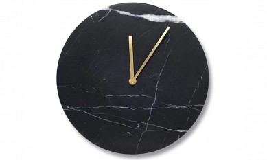 Marble clock from black marble as wall clock