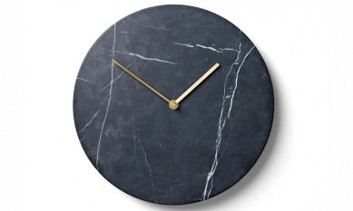 Marble clock from black marble as wall clock