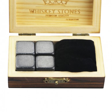 Low cost and high quantity Mongolia Black stones Small and Cheap Whiskey Stones Gift Set with 4pcs of Cinderella Stones and 1 pcs of Velvet Bag small stone gift set