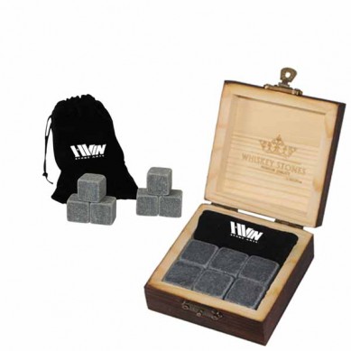 Hot Selling 6 pcs Black Whisky stone Burned Gift wooden Box of Low Price