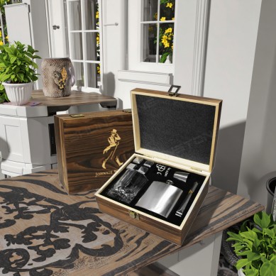 Custom Clear Whiskey Drinking Glass and Flask Gift Set with Stainless Steel Whiskey Stone Birthday Gift for Men