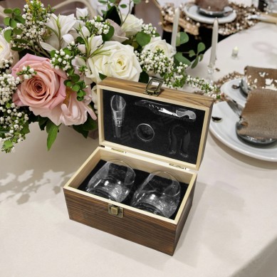 Shunstone 355ml Crystal Clear Red Wine Stemless Glasses with Accessories Gift Set for Souvenirs Party