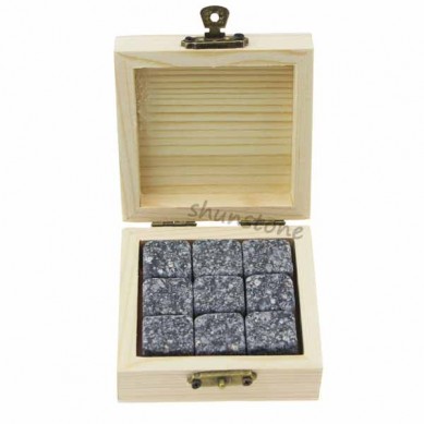 9 chiếc whisky đá Xúc tiến Rượu và Wine Cooler Đen Rocks Stones làm lạnh Whisky Ice Stones Granite Gift Set