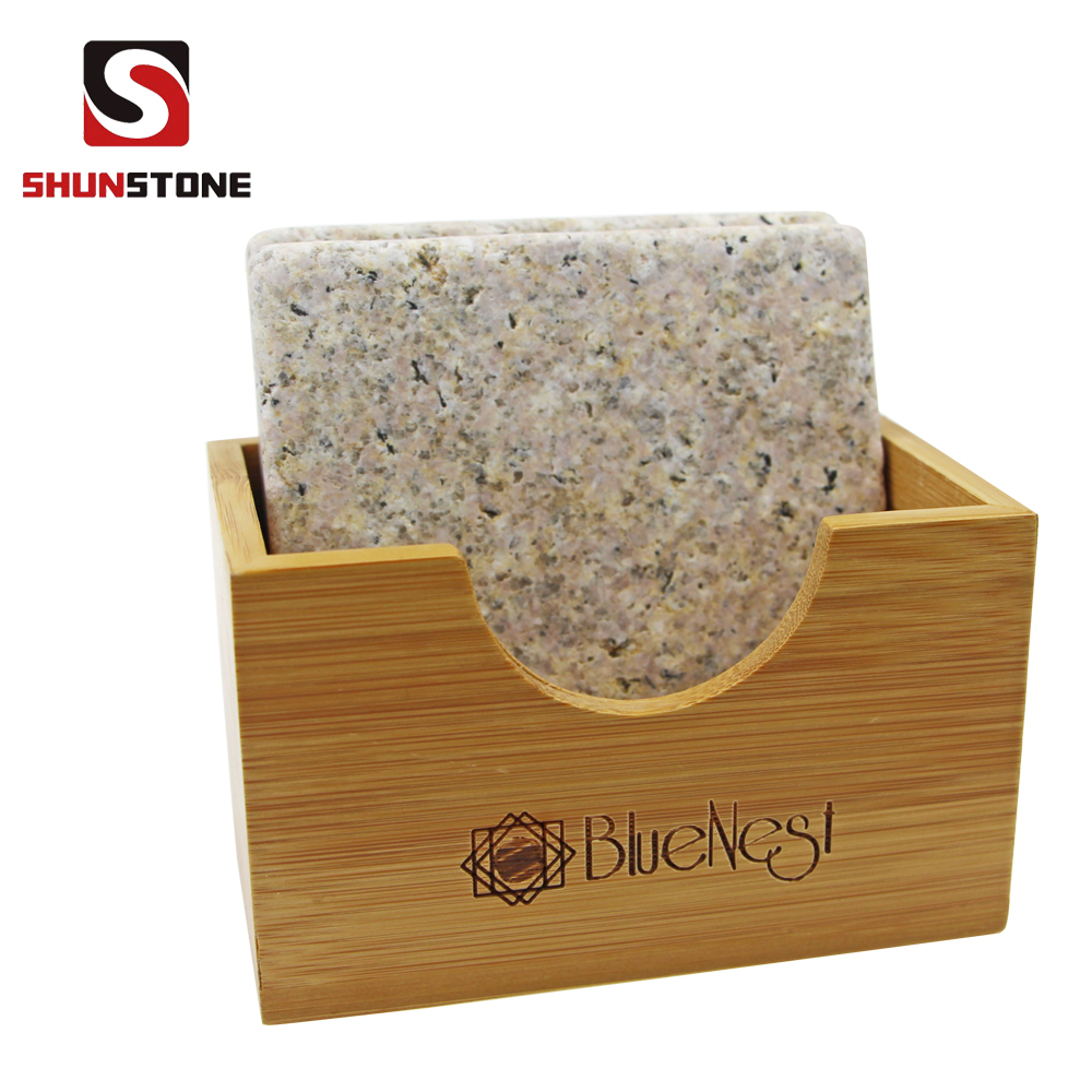 New Delivery for Whiskey Cube Stone - SHUNSTONE Granite stone coaster in beige color in bamboo tray then in beauity box as a gift to family – Shunstone