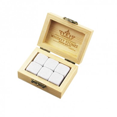 6 Pcs of Cinderella in Natural Wooden Box to Chill Your Drinks  Cheap Whiskey Stones Gift Set with