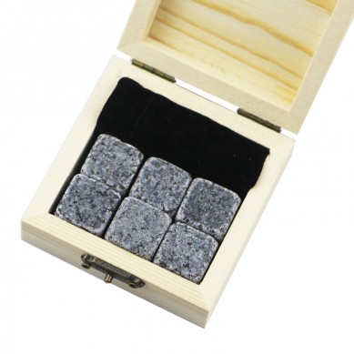 Hot selling gift kit 6 pcs of G654 Whiskey Chilling Rocks Customize Packaging Whiskey Stones Set of Natural Cubes with velvet bag