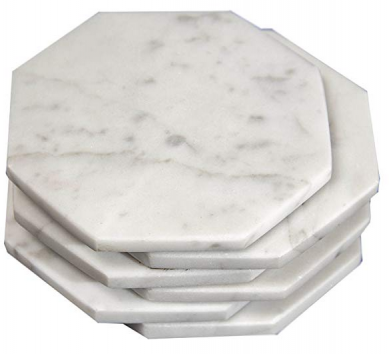 White Marble Stone Coasters Polished Coasters 3,5 inch beskerming tsjin drinkringen