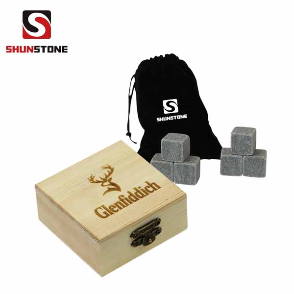 OEM China Square Whiskey Stones - 6pcs of high quantity and low price of chilling Stone Set with Velvet Bag small stone gift set – Shunstone