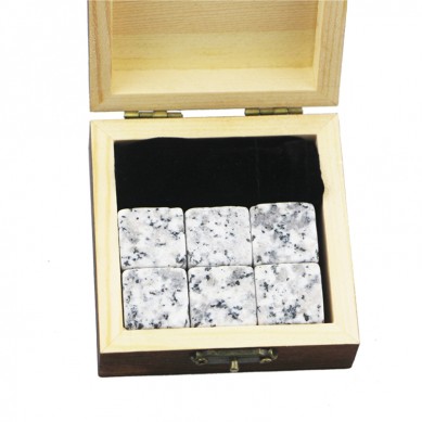 Wholesales6pcs of G30 whiskey stone bushiness gift Whisky Ice Stones Drinks Cooler Cubes Natural Chilling Whisky Stones With Gift Box