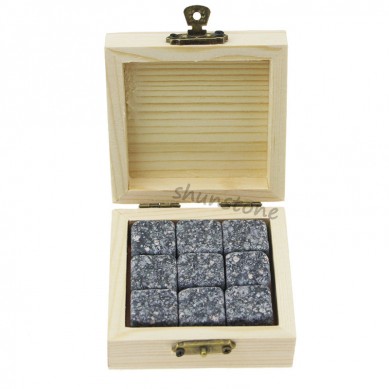 9 pcs batu wiski Promosi Arak dan Wine Cooler Black Rocks Stones Chilling Whiskey Ice Stones Granite Gift Set