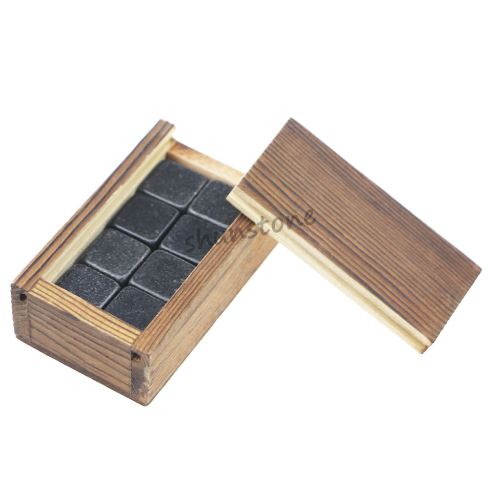Hot New Products Glass Ice Cubes - 8 Pcs Whiskey Stones For Promotion Gift Stone in wooden gift box – Shunstone