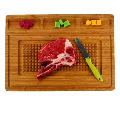 Beef Chopping Blocks Multi-Function Kitchen Meat Cutting Board Cheese Charcuterie Board With 3 Built-In Compartmeents