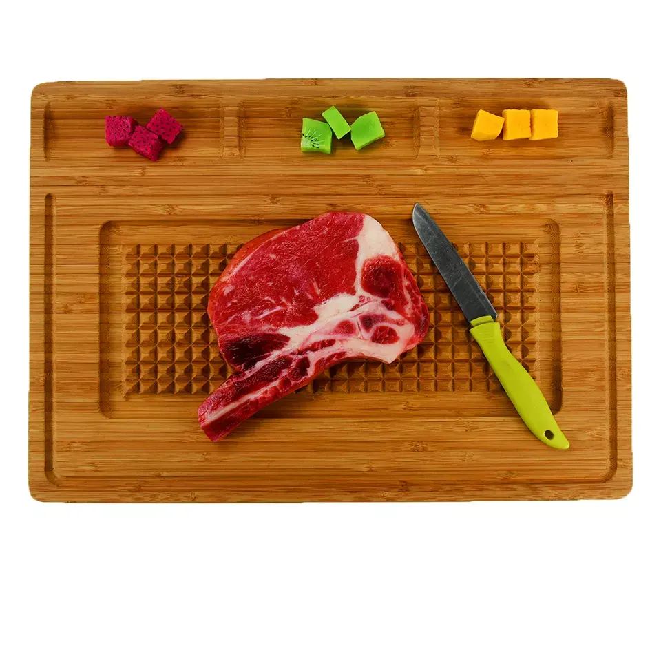 Factory Free sample Champagne Cup - Beef Chopping Blocks Multi-Function Kitchen Meat Cutting Board Cheese Charcuterie Board With 3 Built-In Compartmeents – Shunstone
