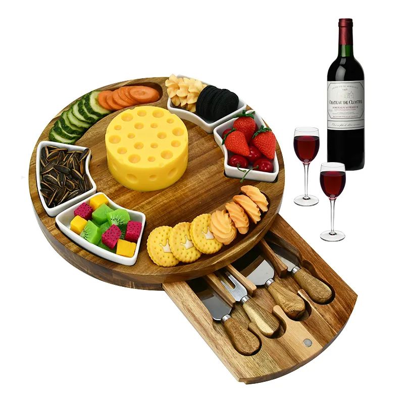 Cheapest Factory Freezing Ice Disk - Premium Cheese Cutting Board Set – Charcuterie Board Set and Cheese Serving Platter – 13 inch Meat/Cheese Board Knife Set – Shunstone
