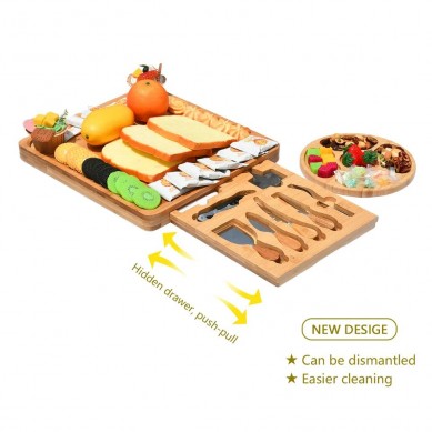 Luxury Premium Charcuterie Platter Bamboo Cheese Board with Food Snack Tray for Gift Birthday Party