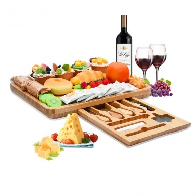 Bamboo Custom Rectangular Slate Wooden And Marble Cheese Boards Tingsheng Serving Platter With Cutlery Wholesale