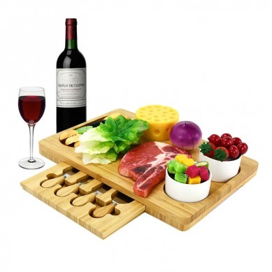 Bamboo Cheese Cutting Board Set Thin Serving Trays Charcuterie Platter with Cutlery Set,Unique Chopping Blocks Kitchen