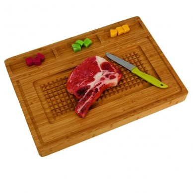 Beef Chopping Blocks Multi-Function Kitchen Meat Cutting Board Cheese Charcuterie Board With 3 Built-In Compartmeents